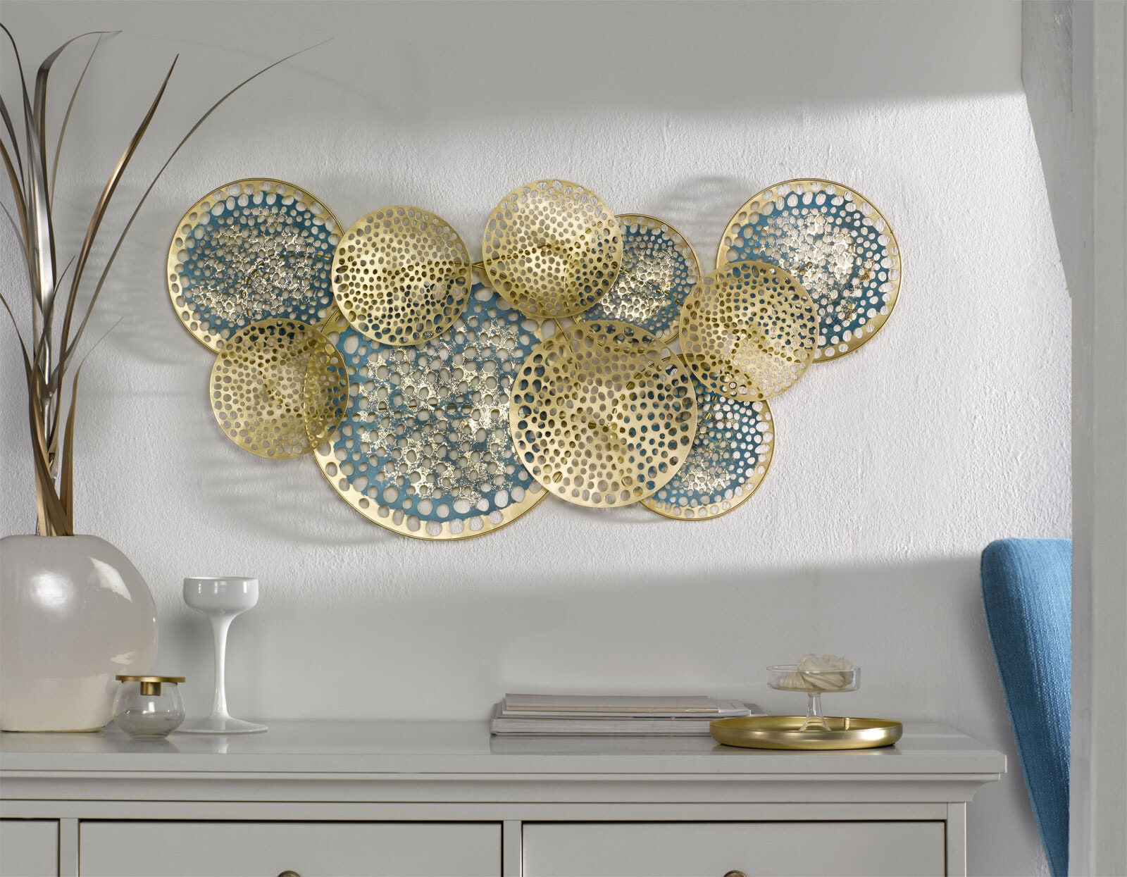 casaNOVA Wandeko KREISE 79 x 39 cm blau-goldfarbig