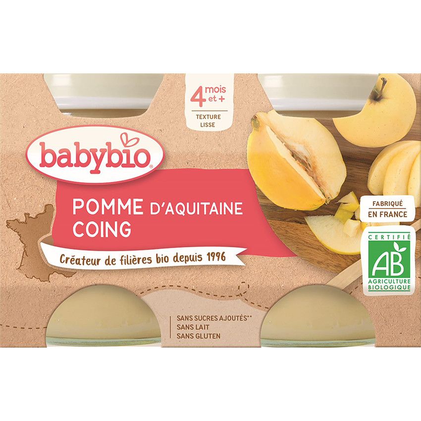 Petits pots sucrés de Pomme et Coing 2x130g - Doré
