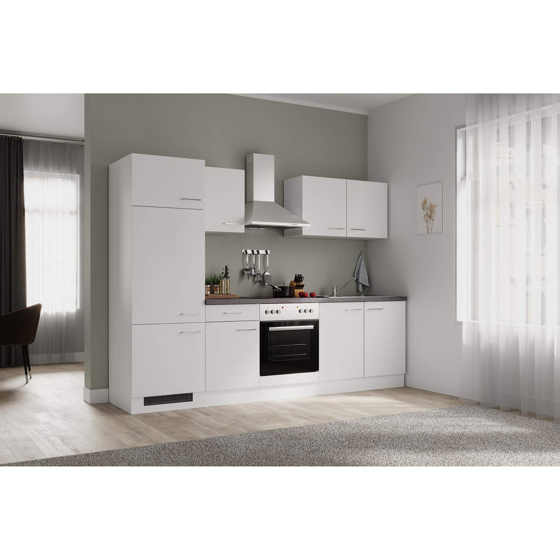 Küchenblock ELEA - weiß - mit E-Geräten - 270 cm