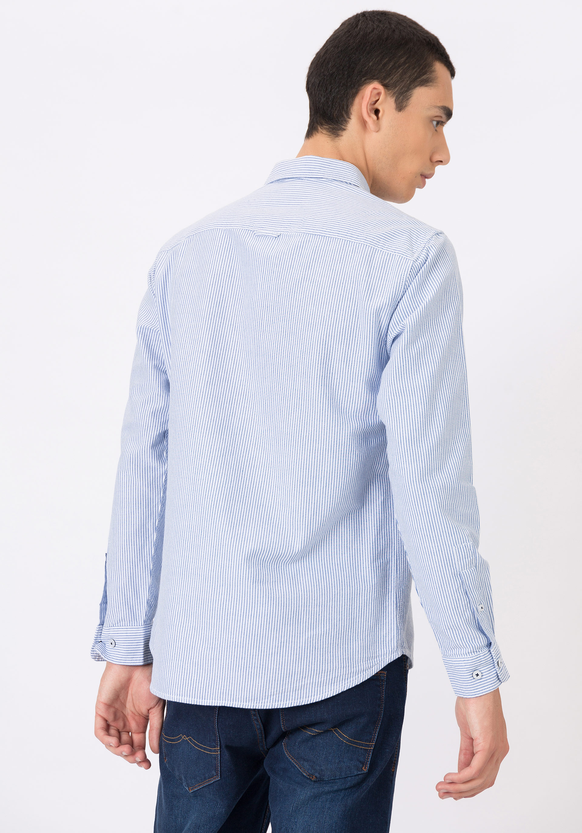 Camisa Regular Fit Oxford às Riscas