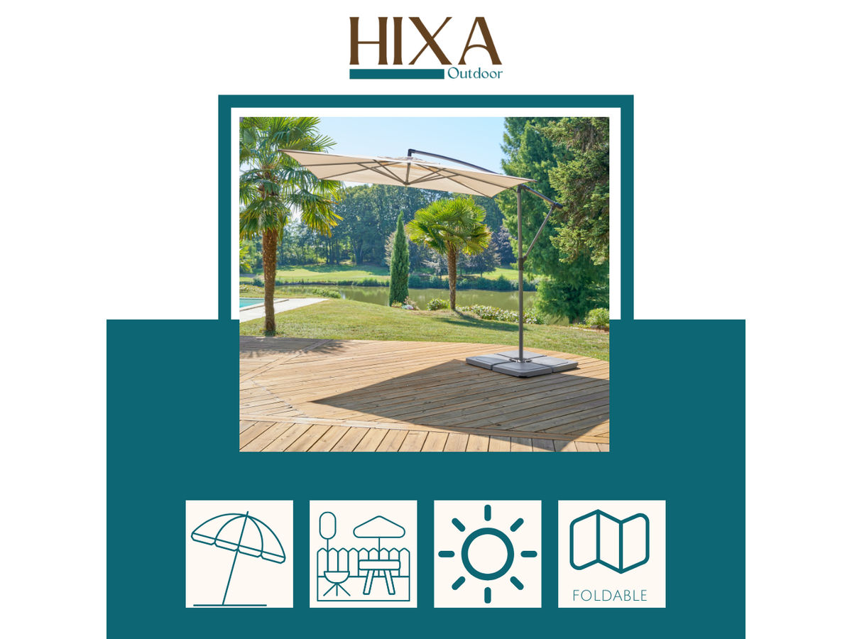 Hesperide HIXA parasol met voet - Beige