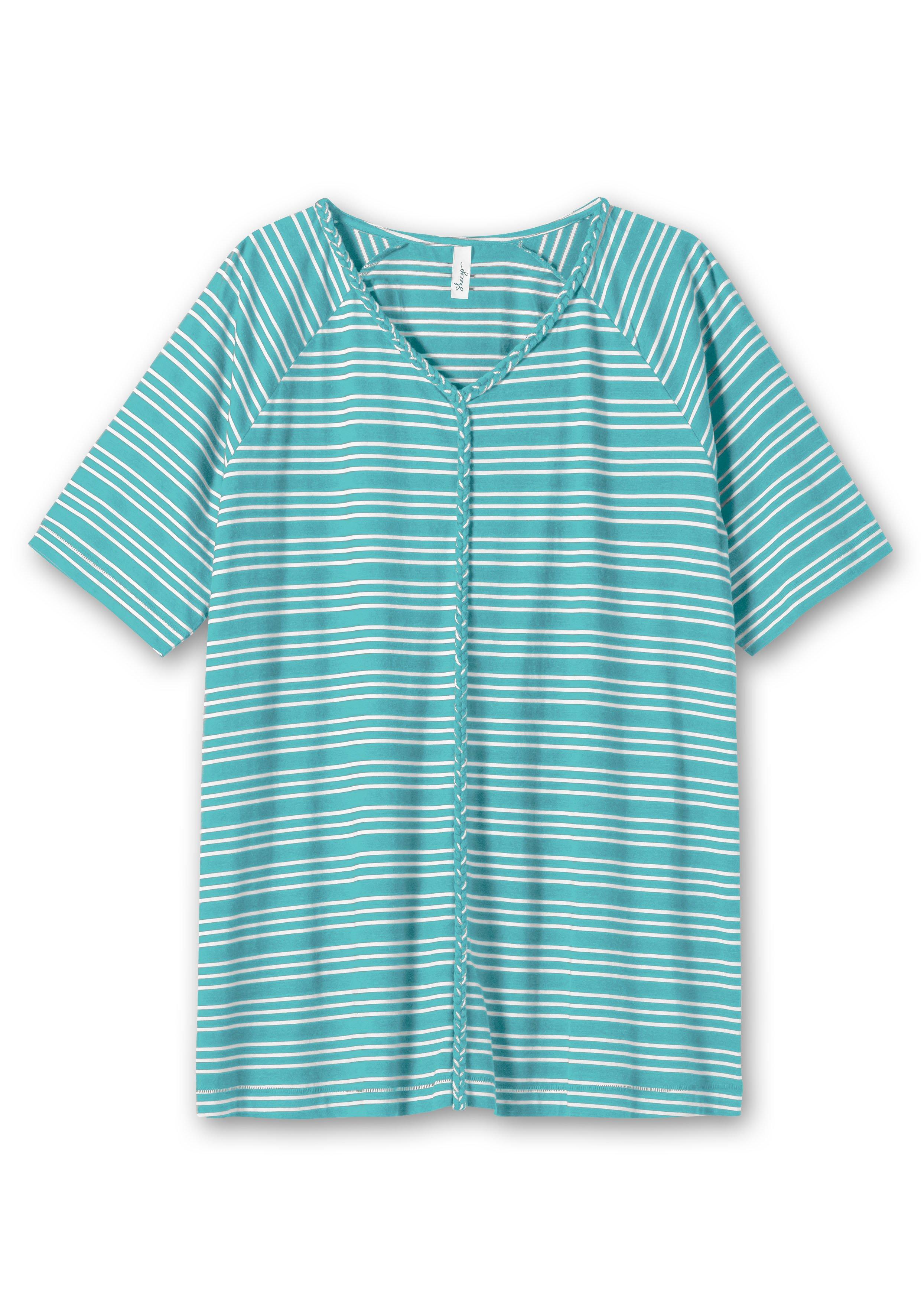 Ringelshirt mit Raglanärmeln und V-Ausschnitt