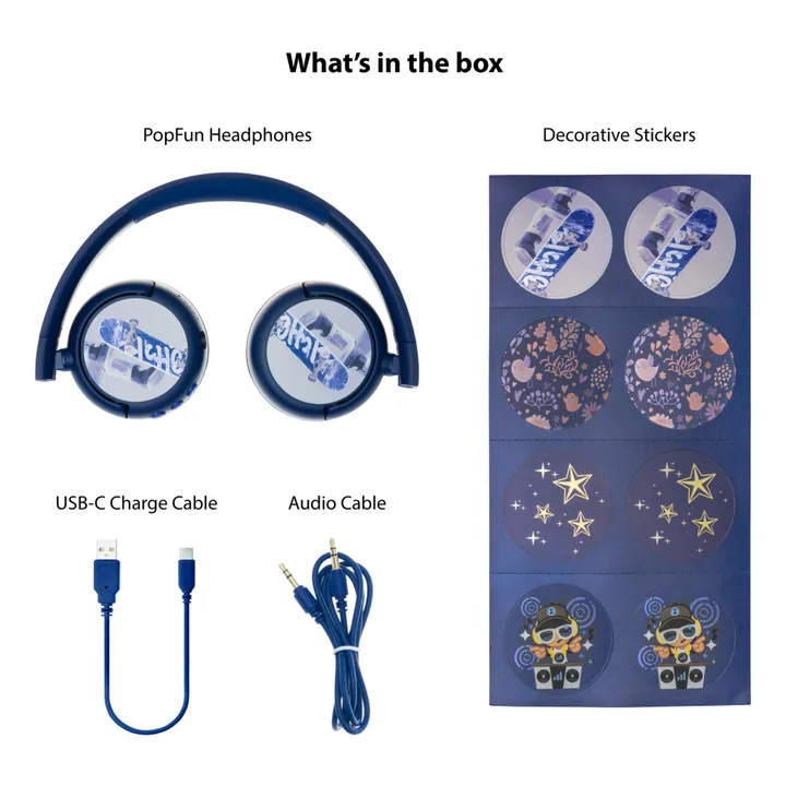 Buddyphones Casque audio enfant Pop Fun | Bleu nuit
