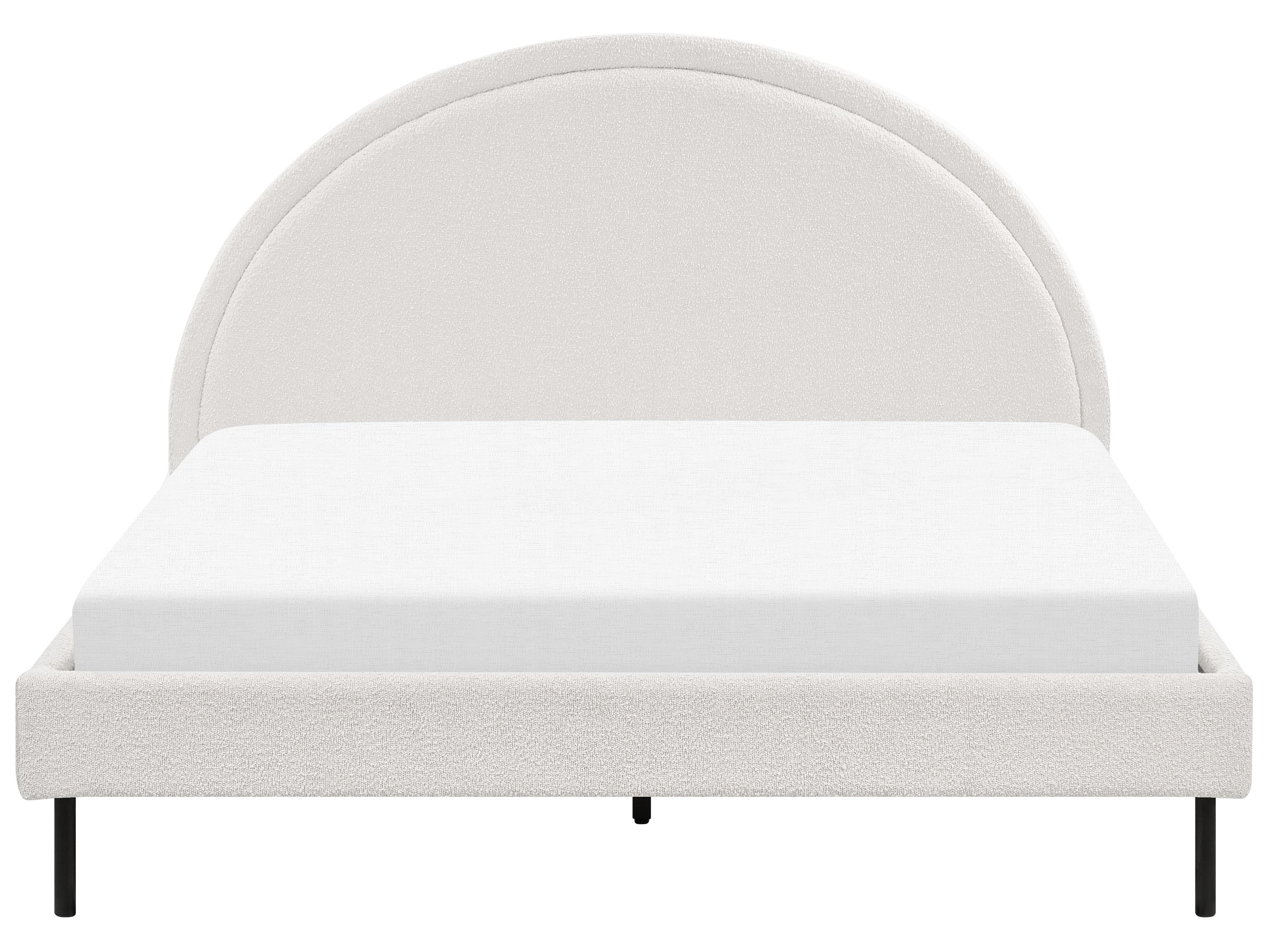 Bed Bouclé MARGUT 160 x 200 cm Wit