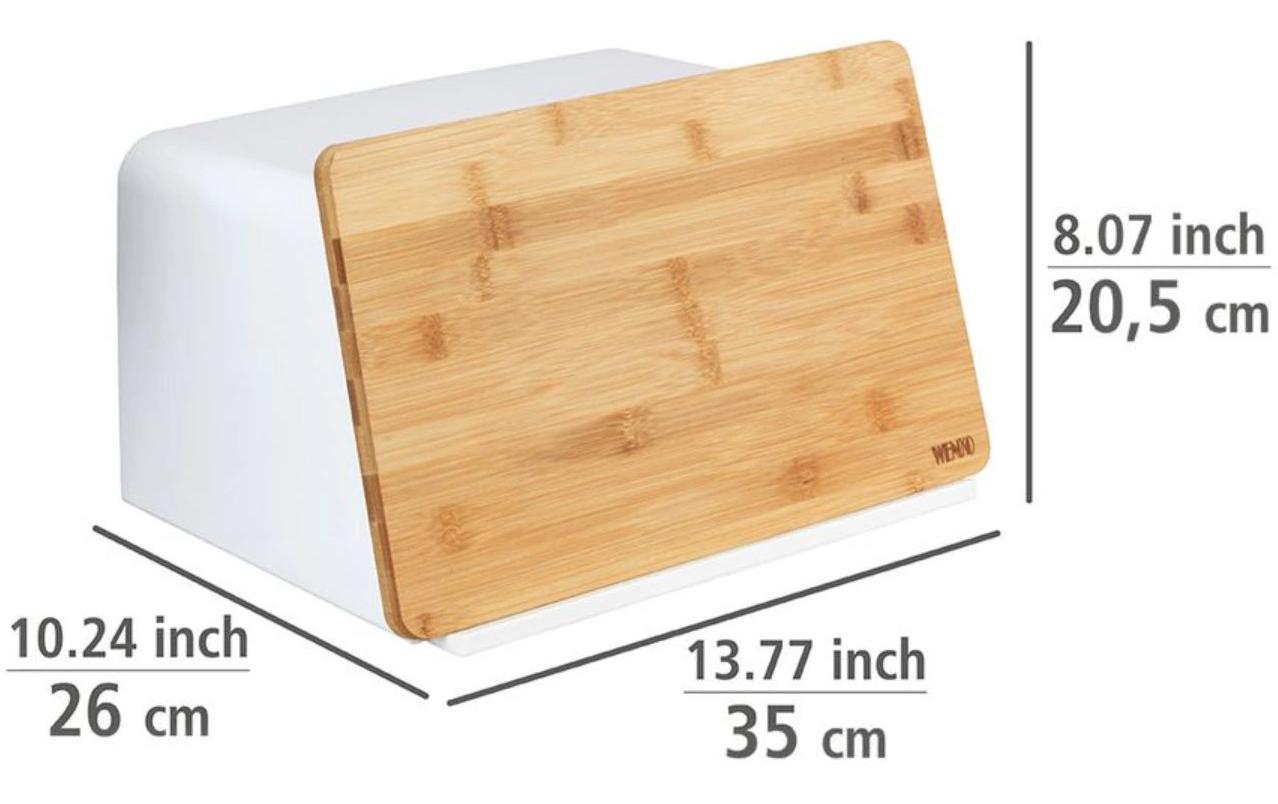 Brotkasten Kubo WeissBrotbox mit integriertem Bambusschneidebrett
