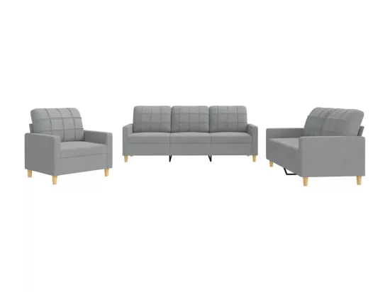 Ensemble de canapés 3 pcs avec coussins Gris clair Tissu