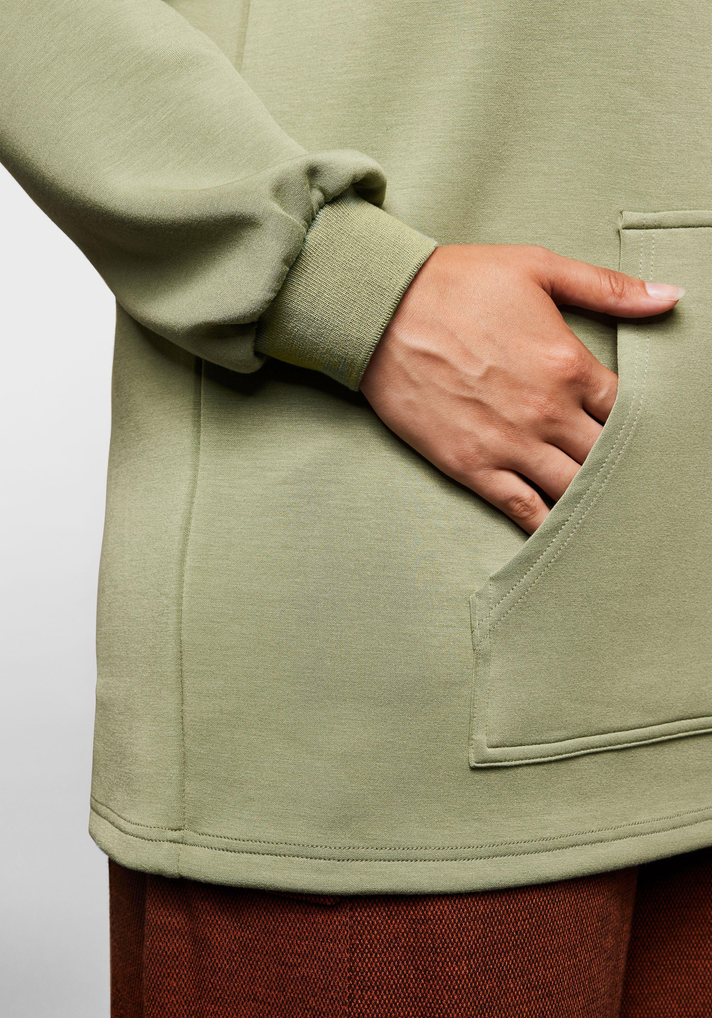 Langarmshirt mit Kängurutasche und V-Ausschnitt