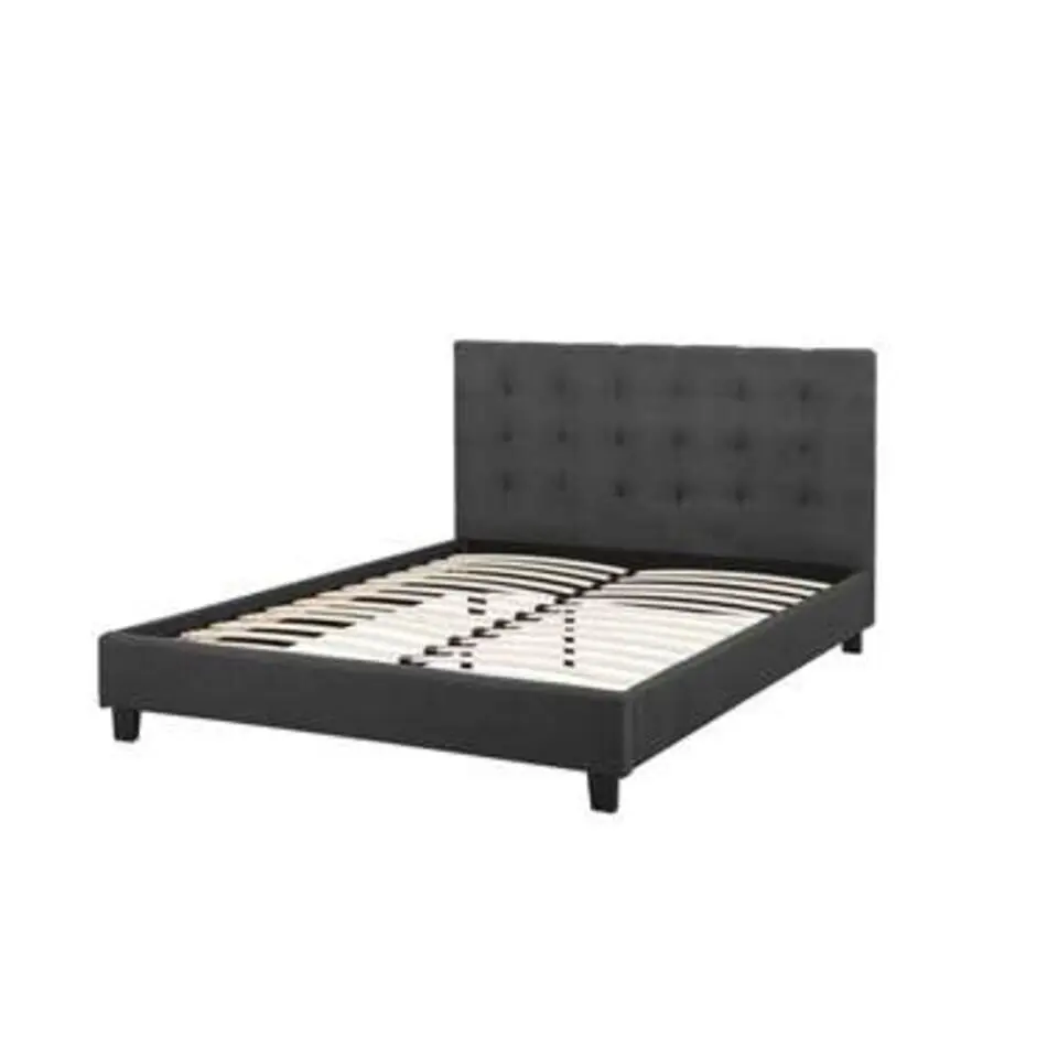 ROCHELLE - Tweepersoonsbed - Donkergrijs - 160 x 200 cm - Polyester