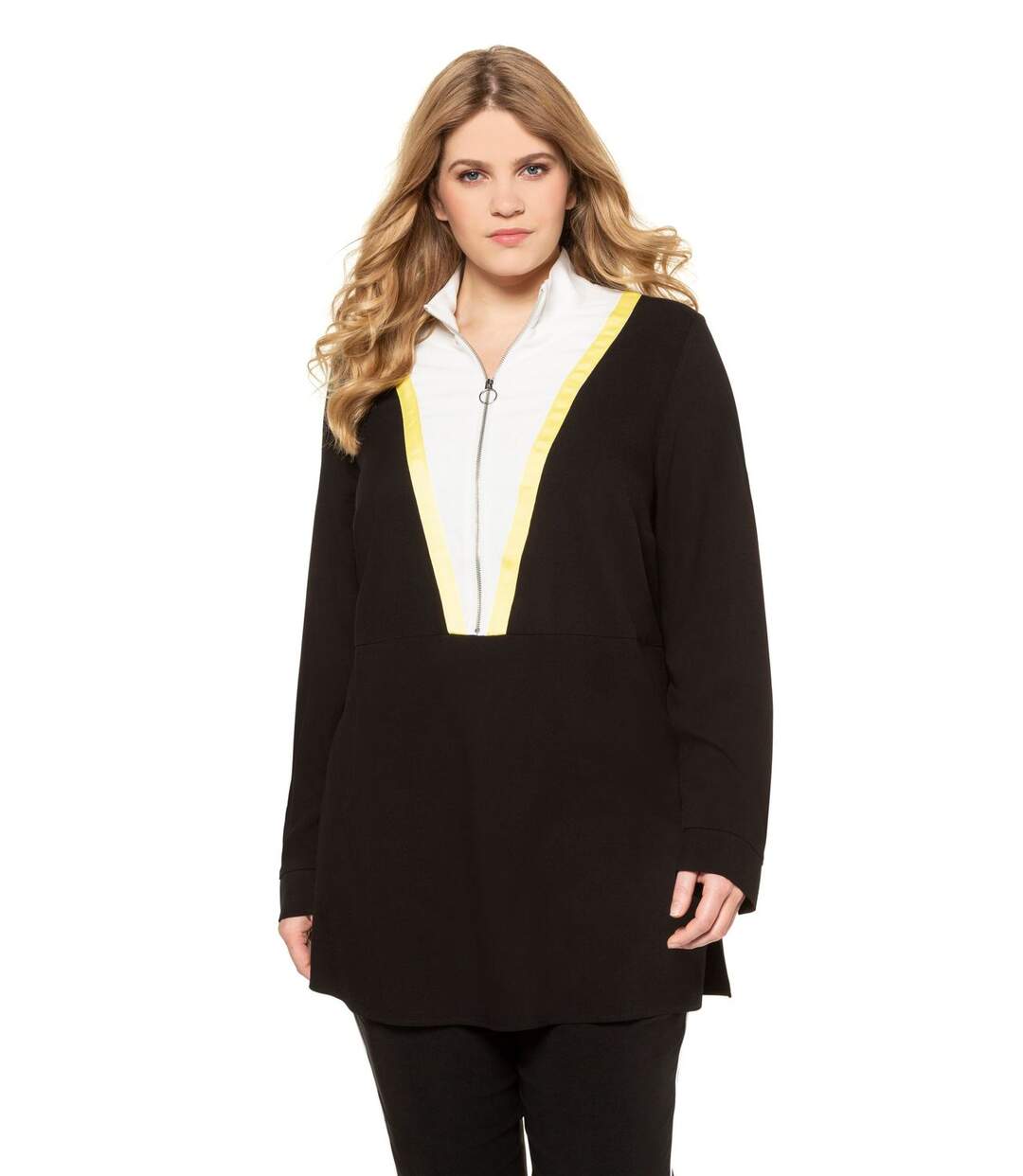 ULLA POPKEN Tunique zippée col montant viscose noir