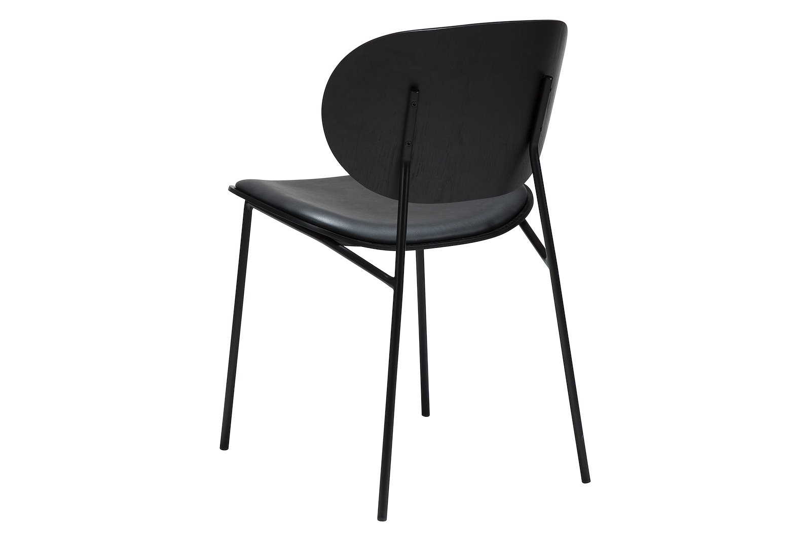 Clementina spisestol PU Raven Black med sortbeiset rygg og sorte ben.