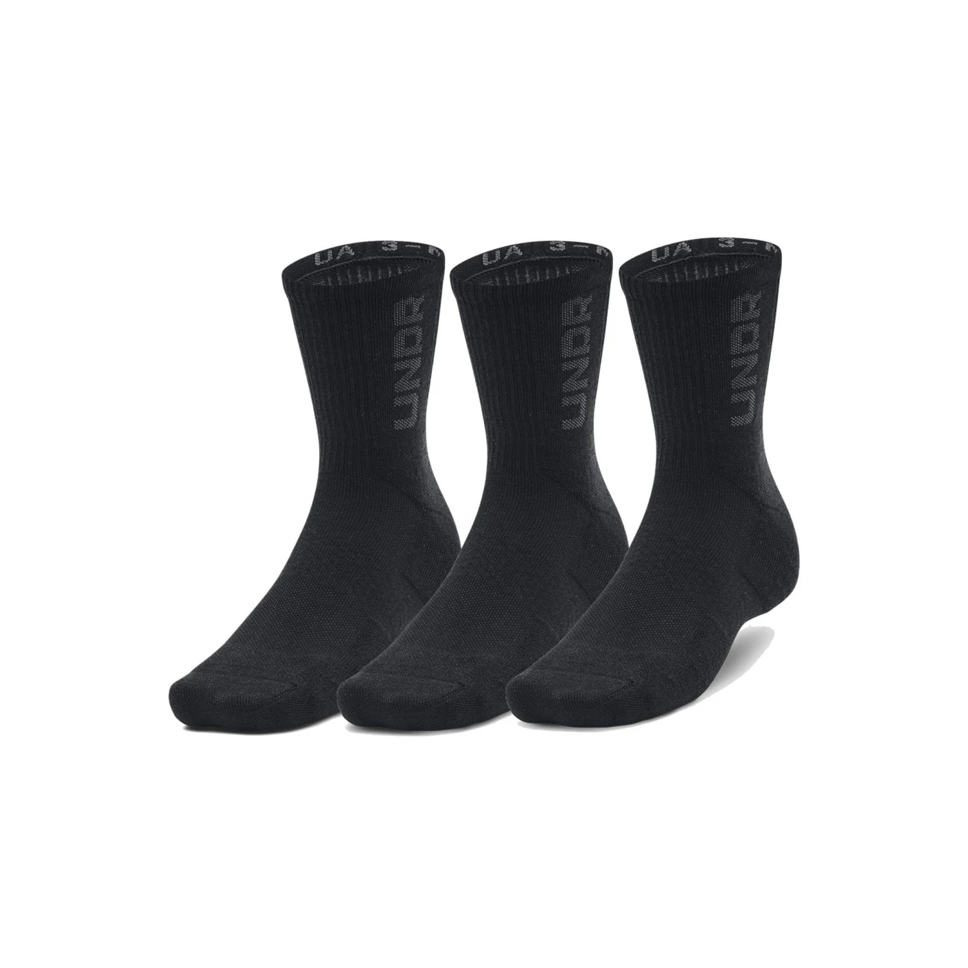 Under Armour Crew Sportsokken 3-Pack Zwart Wit