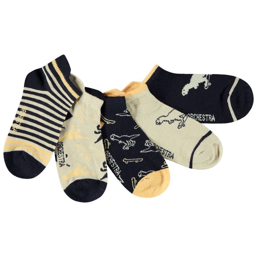 Lot de 5 paires de chaussettes courtes Dino pour garçon - Ecru