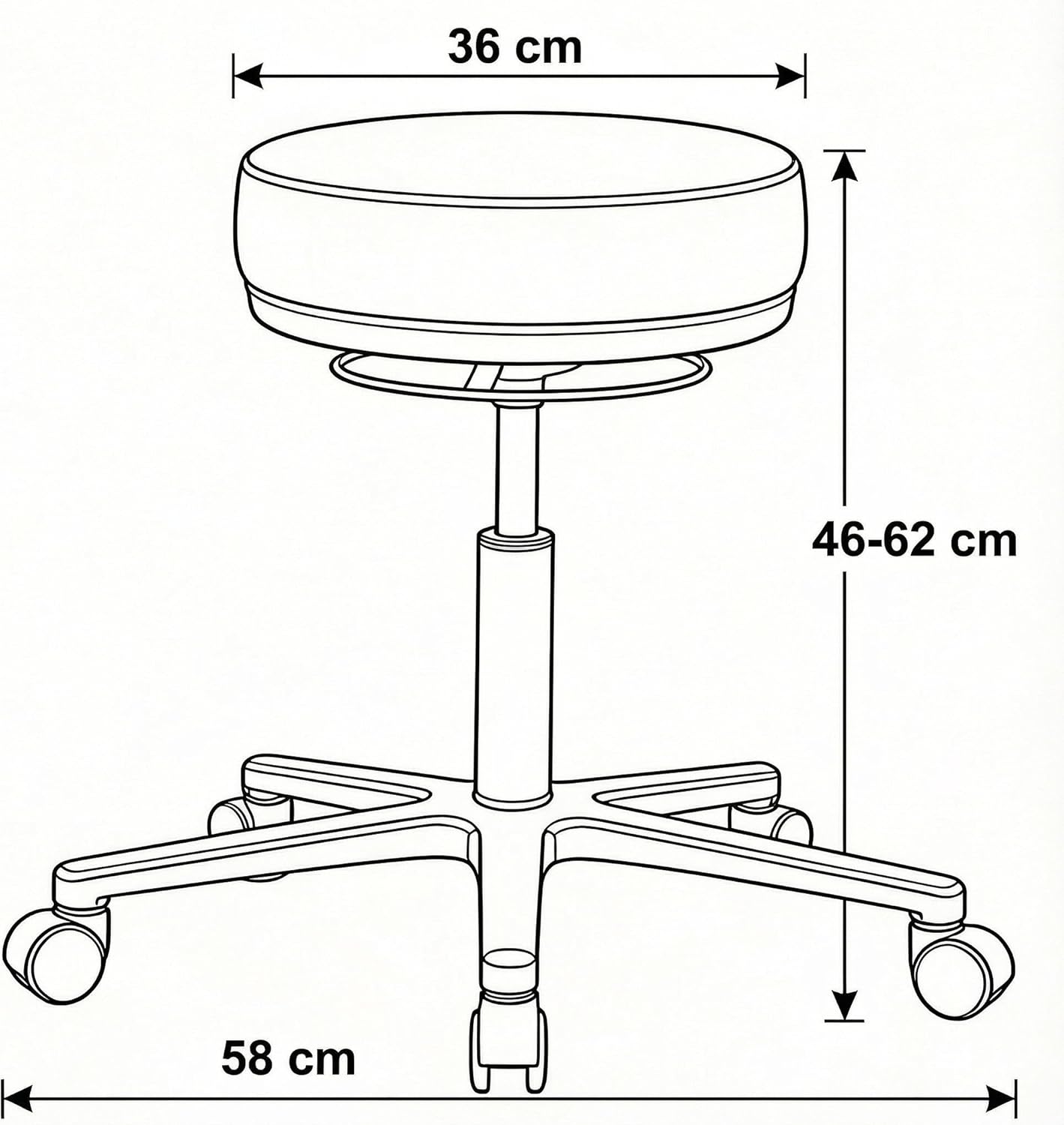 VERSEE Höhenverstellbarer Arbeitshocker LIBER aus Echt-Leder - Blau - Komfortable Polsterung - Belastbar bis 150kg - Ideal für Büro und Praxis