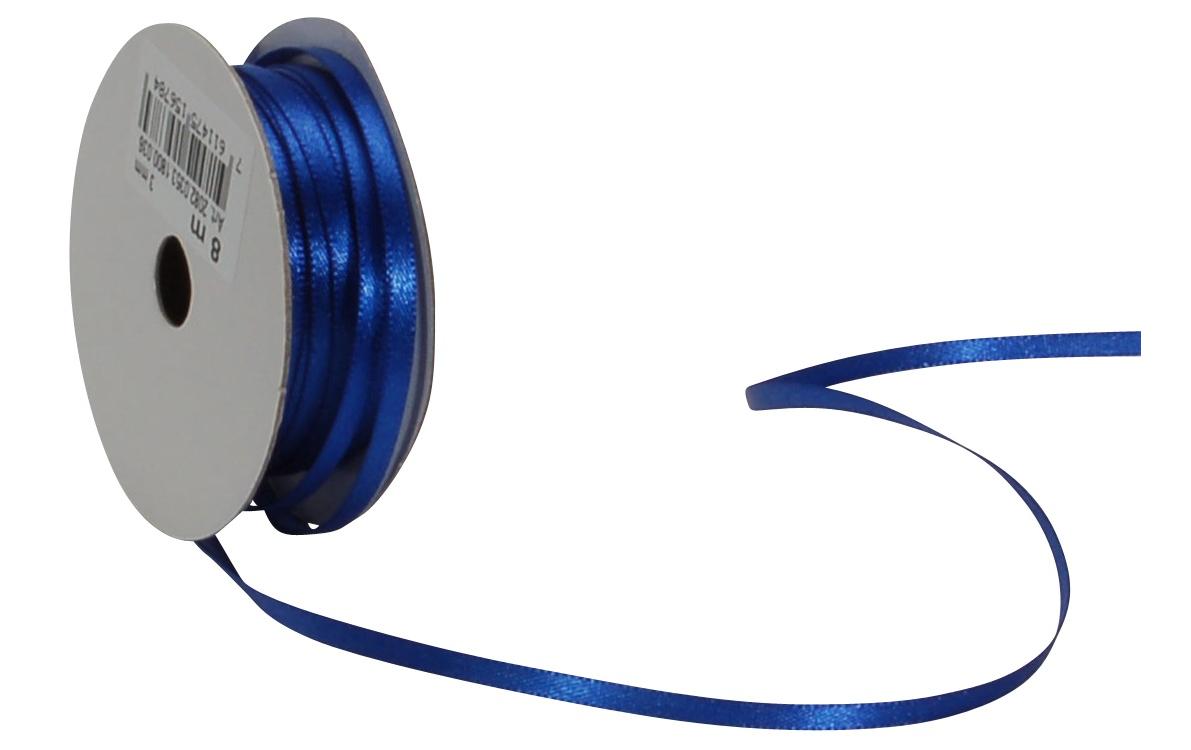Satinband 3 mm x 8 m, BlauBand für Geschenke