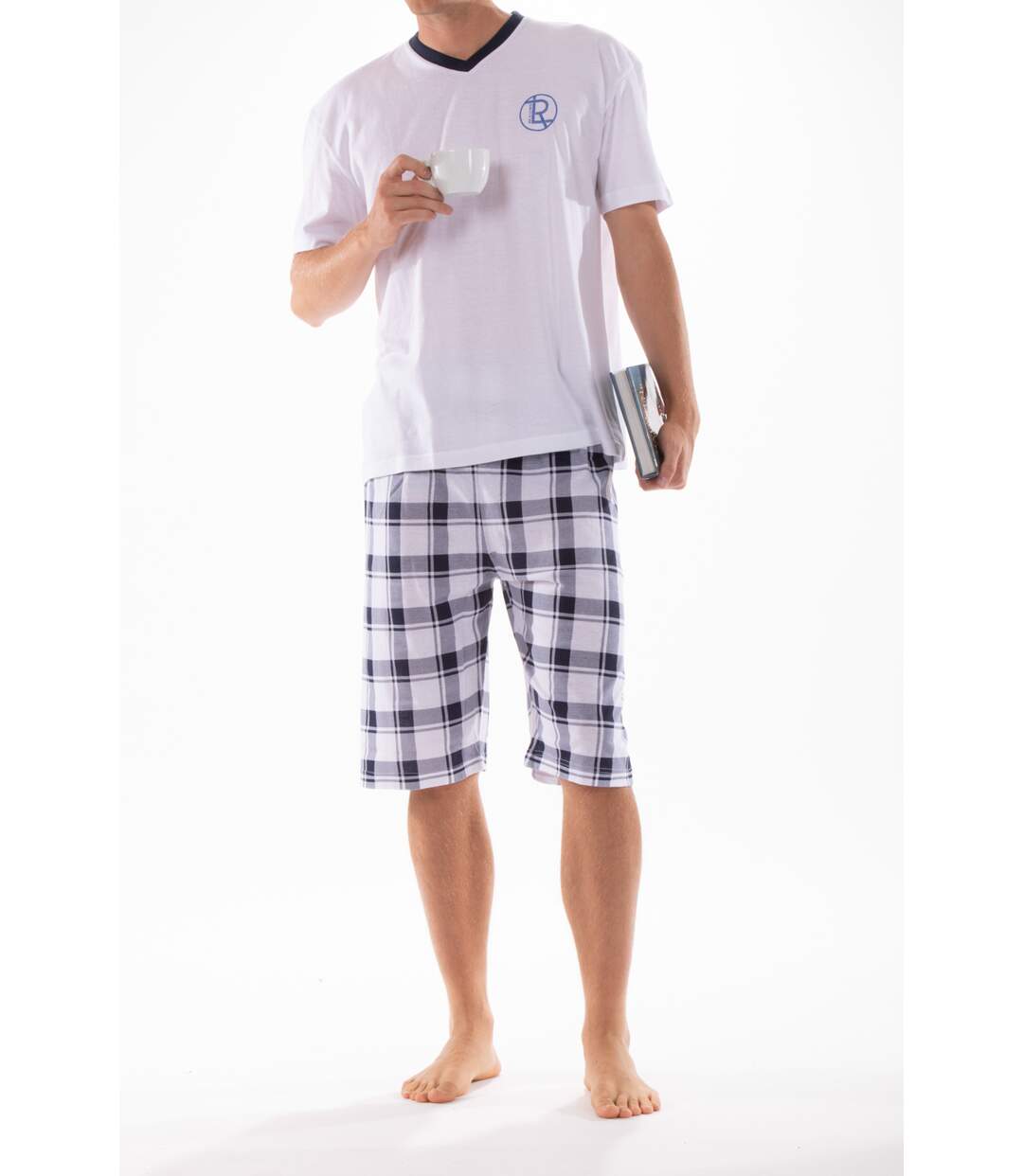 Pyjashort à carreaux colV PYJA3 BLANC