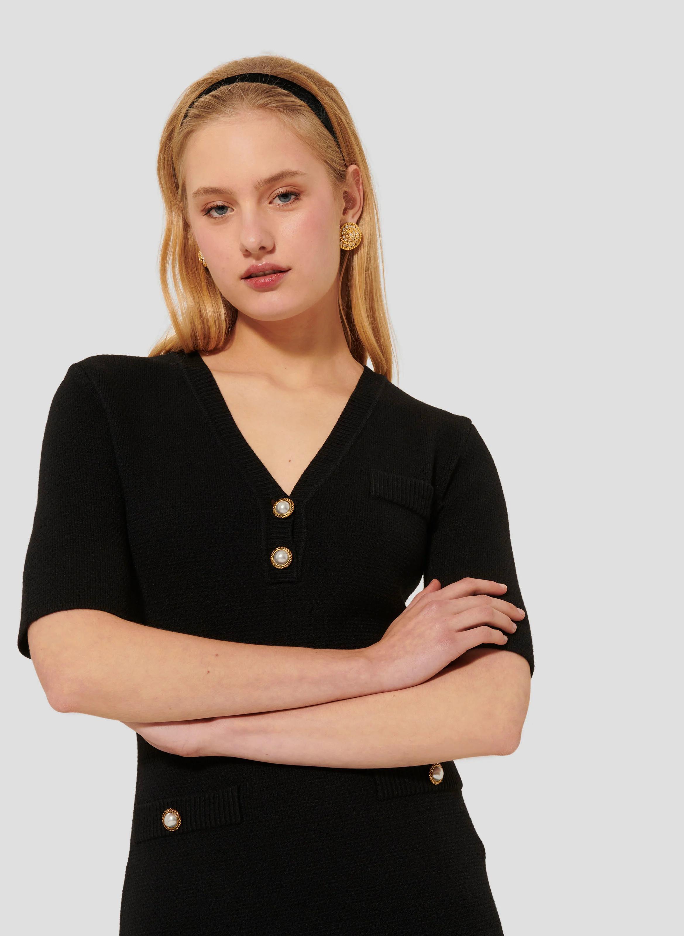 RUTHIE - Robe courte près du corps en maille | Noir