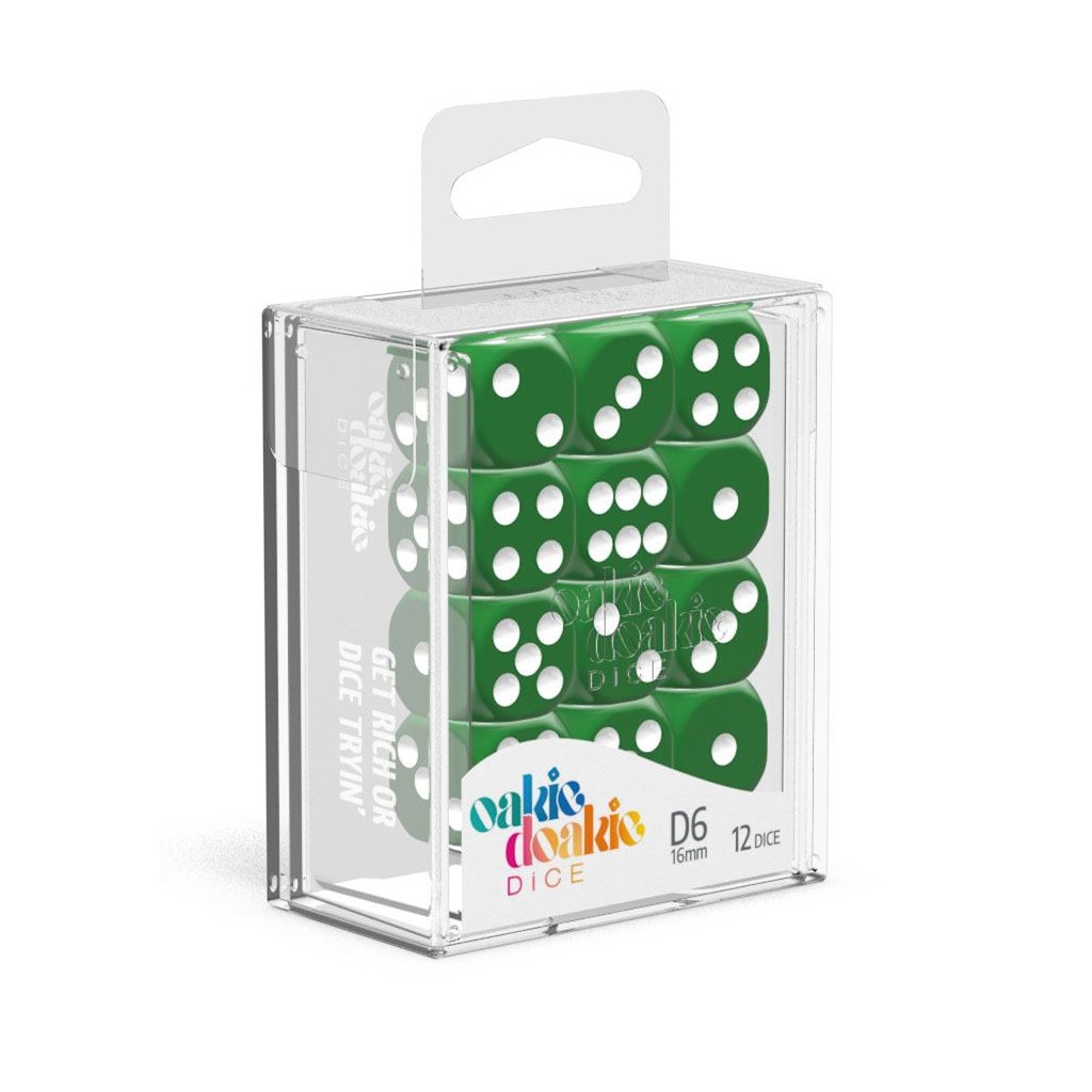 Oakie Doakie Dice dés D6 16 mm Solid - Vert (12)
