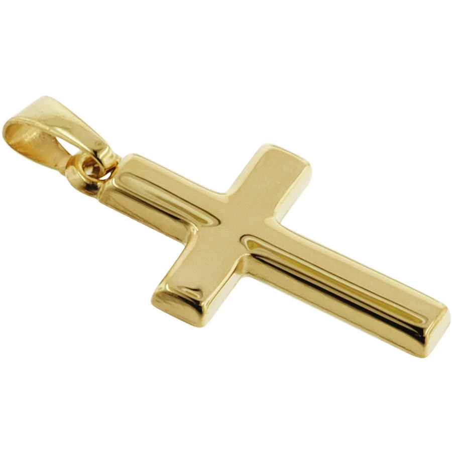 trendor Kreuz für Kinder 18 mm Gold 333  8 K + vergoldeter Silberkette gold