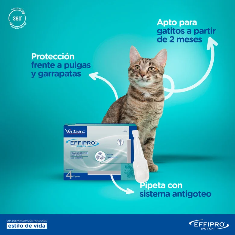 Pipetas antiparasitárias Effipro para gatos