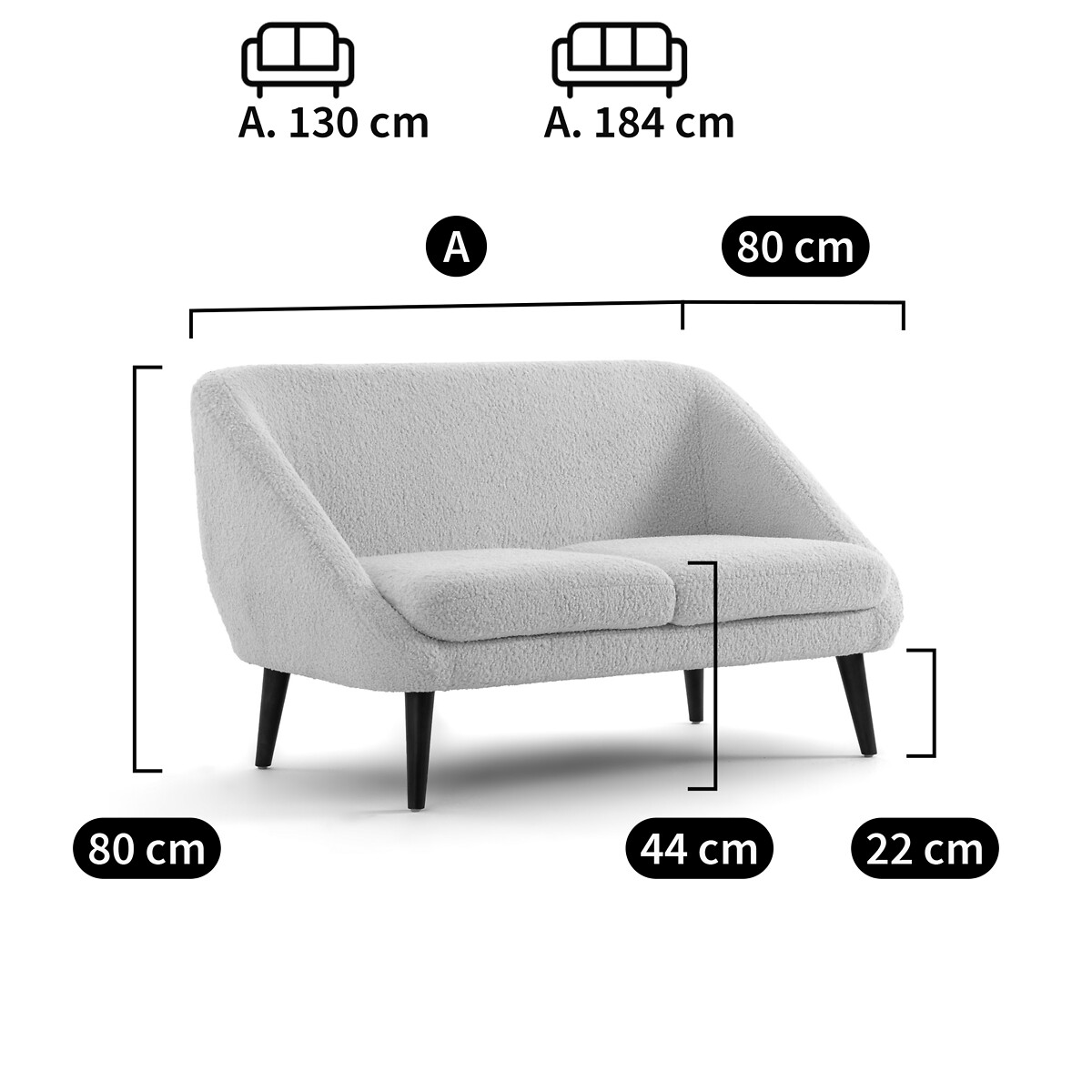 LA REDOUTE INTERIEURS<br>Sofá bouclette de 2 ou 3 lugares, Séméon
