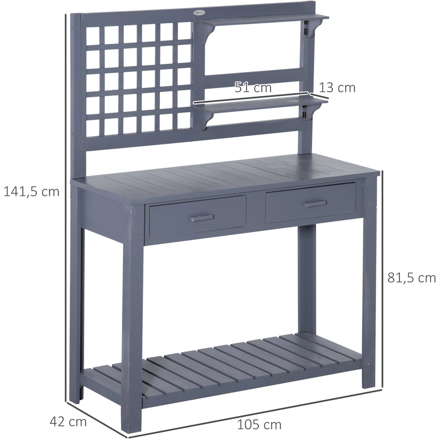Outsunny Pflanztisch mit Schubladen grau