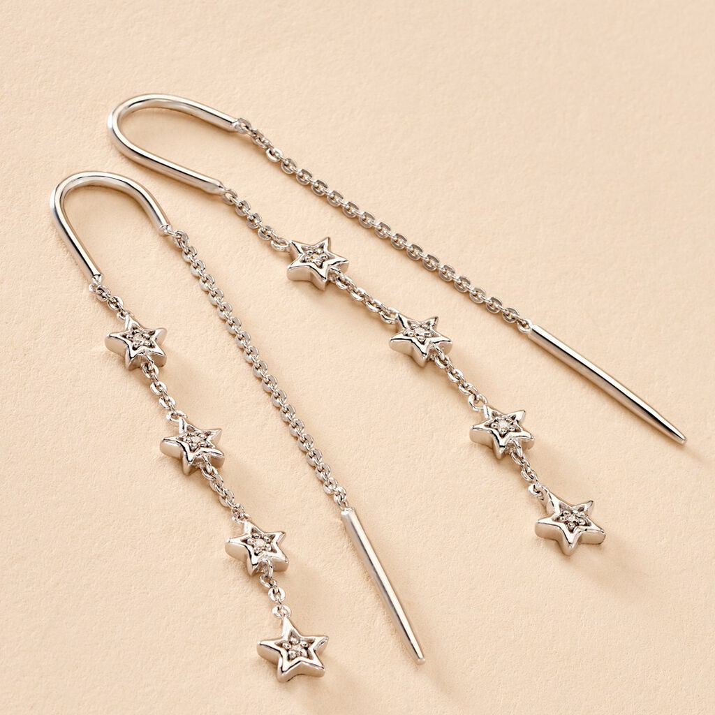 Boucles D'oreilles Pendantes Kory Argent Blanc Oxyde De Zirconium