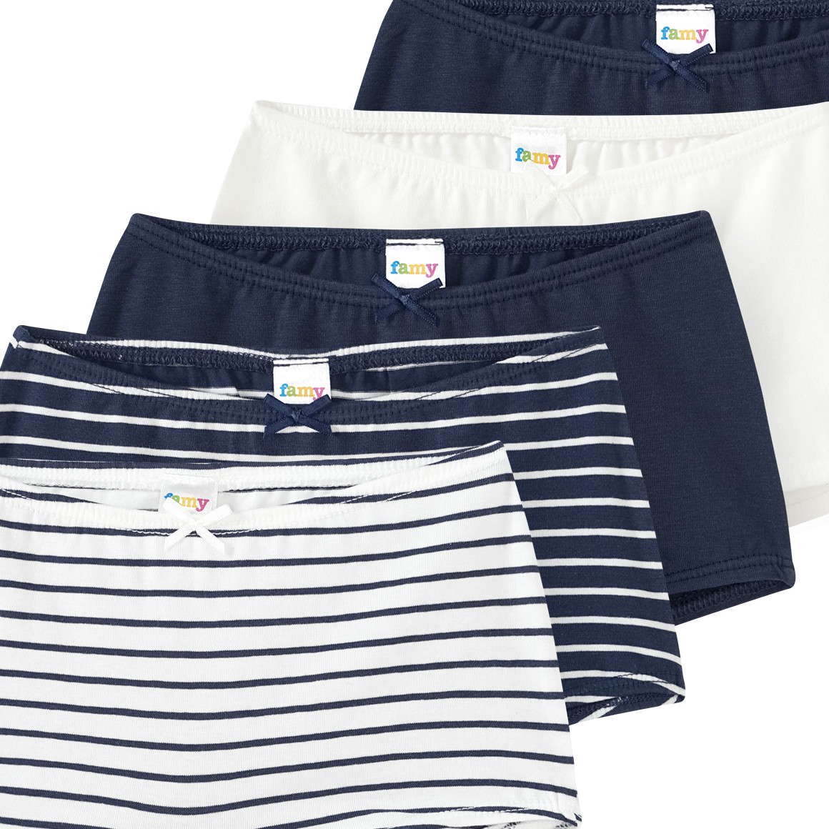 Famy 5 Mädchen Pantys aus Bio-Baumwolle dunkelblau / weiss