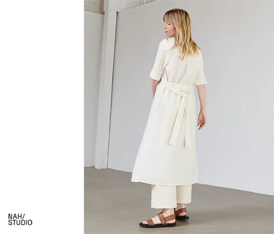 NAH/STUDIO Seersucker-Kleid | ungefärbte Baumwolle, Undyed