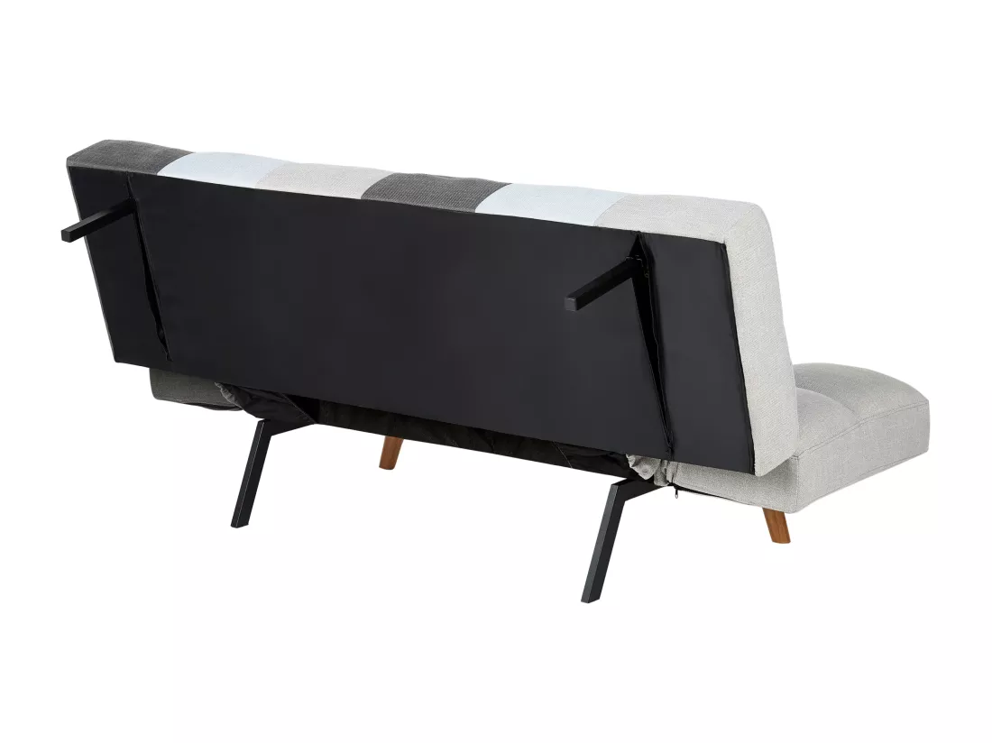 Canapé convertible 3 places en tissu gris et bleu INGARO