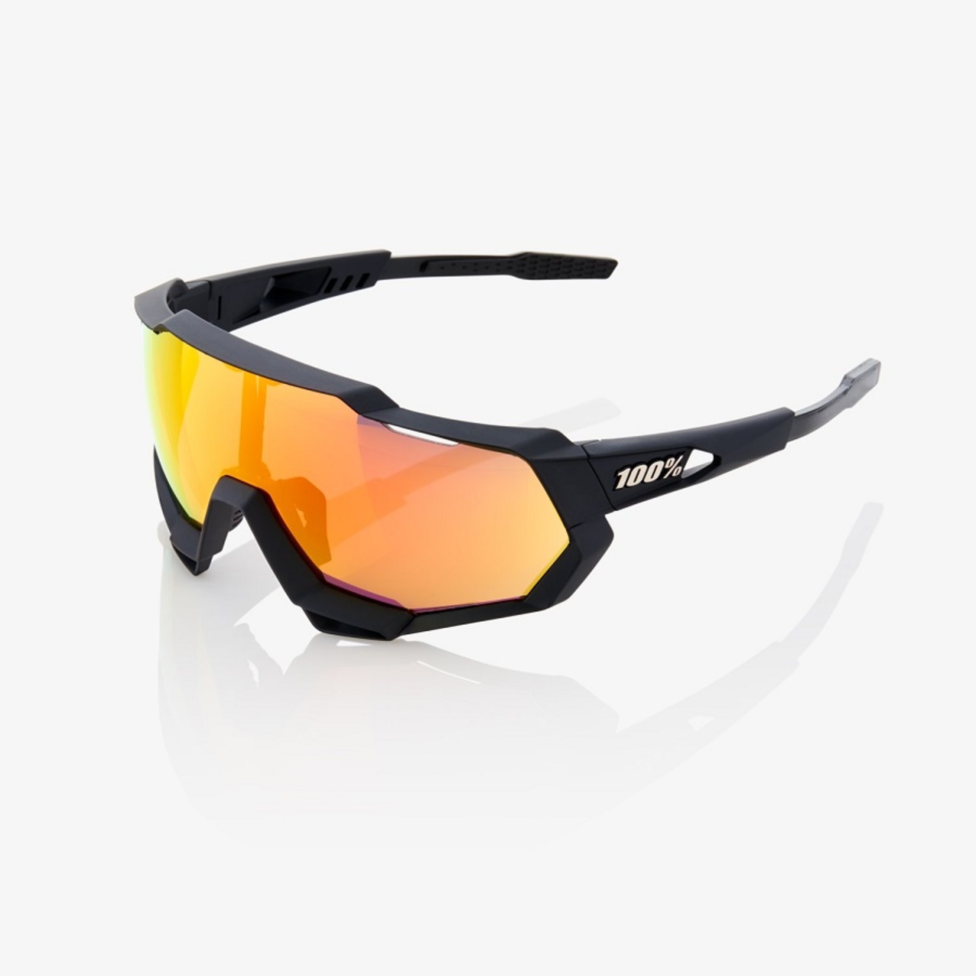 100% Speedtrap Sport Zonnebril Zwart met HiPER Red Multilayer Mirror Lens