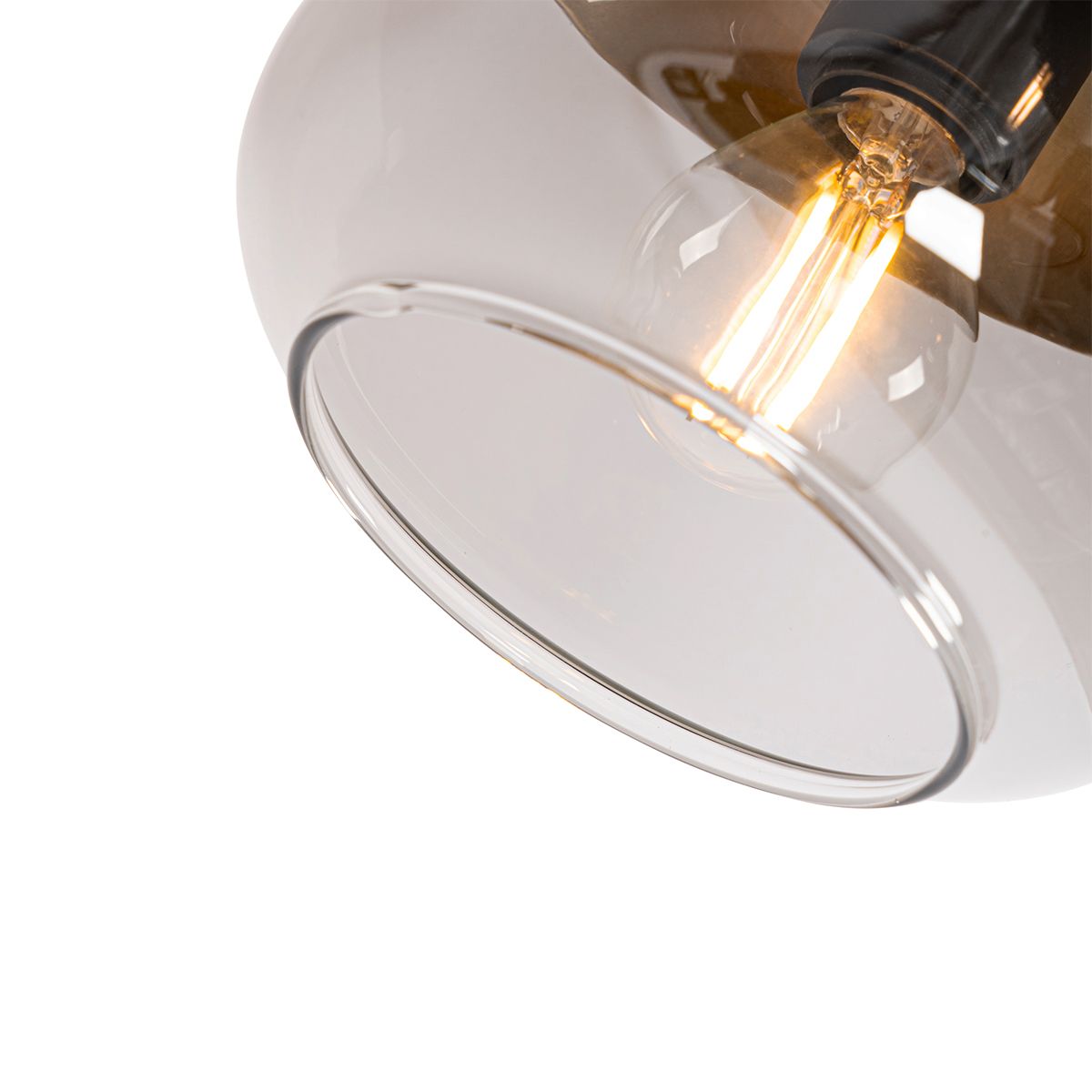 Design spot zwart met goud en smoke glas 3-lichts rond - Kyan