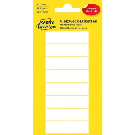 Avery Zweckform 3086 Vielzweck Etiketten 50 x 14 mm, 8 Bogen/64 Etiketten, weiß