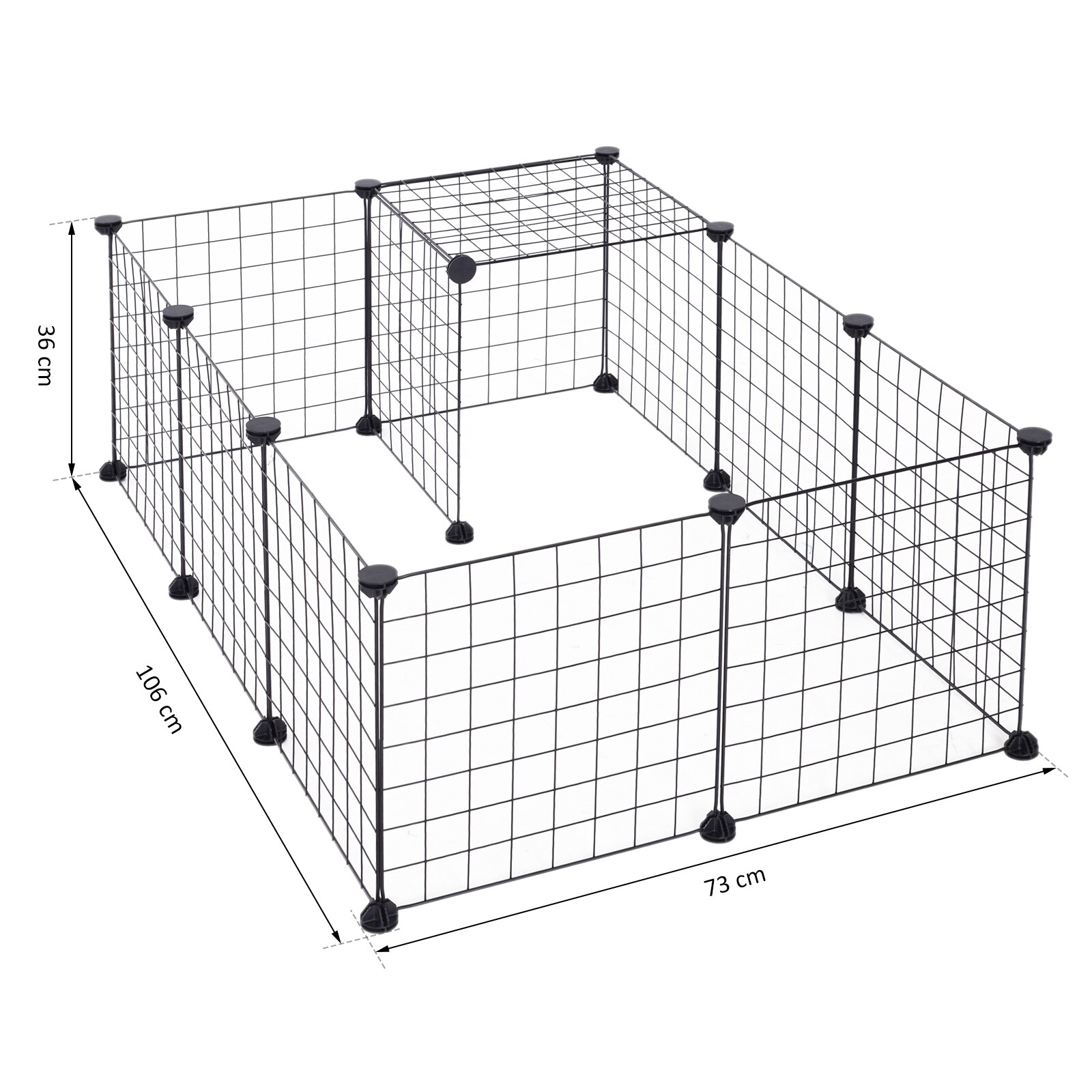 PawHut Freigehege mit Metallgitter schwarz 106 x 73 x 36 cm (LxBxH)