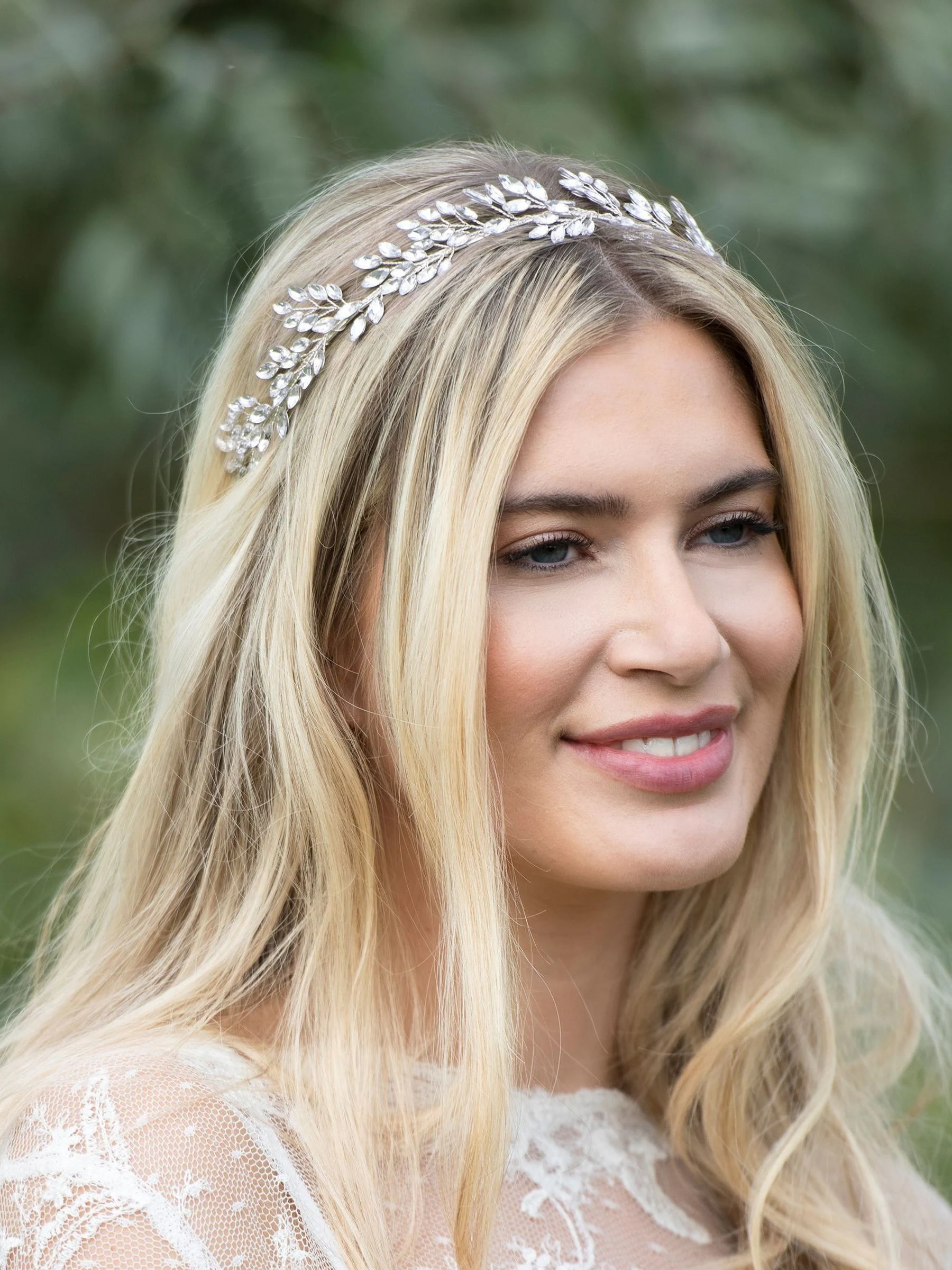 Ivory & Co Utopia hoofdband met kristallen blaadjes