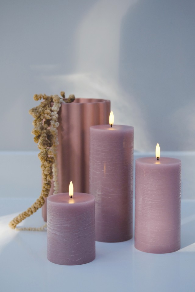 Uyuni - LED blok lys - Light lavender, Rustic - 7,8x20,3 cm
