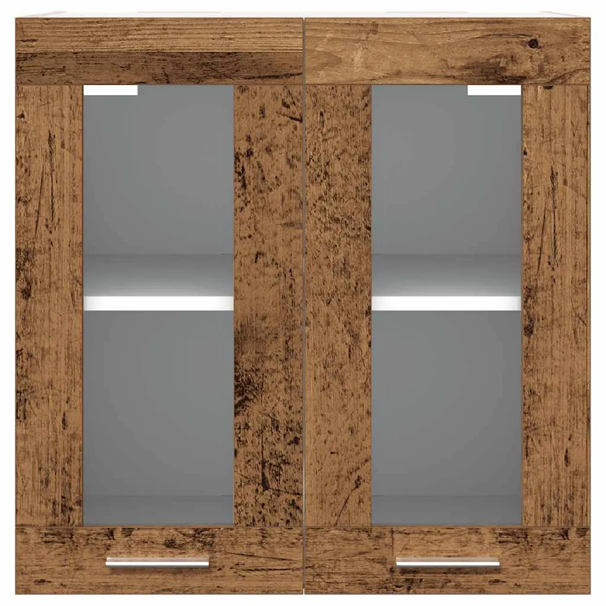 vidaXL Armoire Murale de Cuisine avec Porte en Verre - Vieux Bois