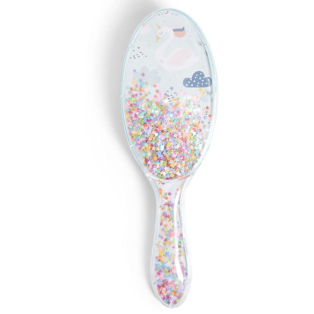 Brosse à cheveux enfant avec manche étoiles multicolores L21cm