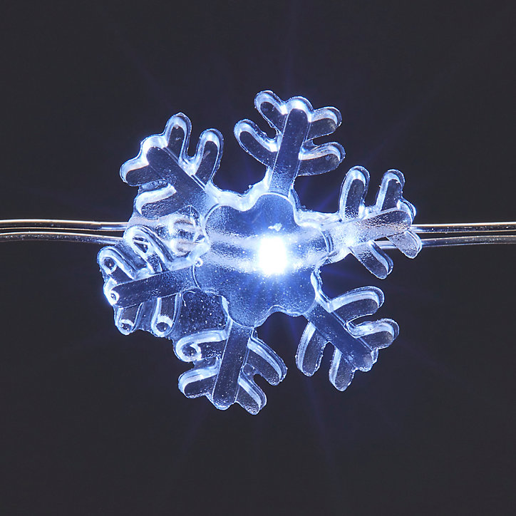 Guirlande lumineuse LED intérieure blanc froid câble argenté 1,8 m décor flocon