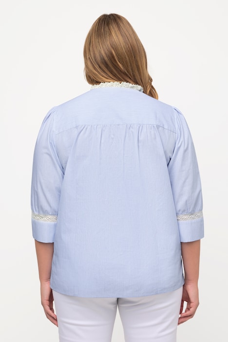 Bluse, Rüschenkragen, Spitze, V-Ausschnitt, 3/4-Arm