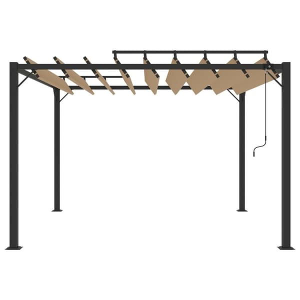 vidaXL Paviljong med lamelltak 3x3 m gråbrun stoff og aluminium