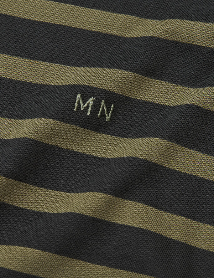 Mads Nørgaard - Copenhagen Cotton Jersey Stripe Frode Tee LS Grøn og sort
