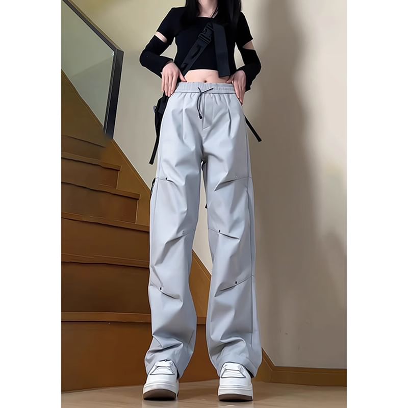 Kimeya - Hoge taille effen wijde broek