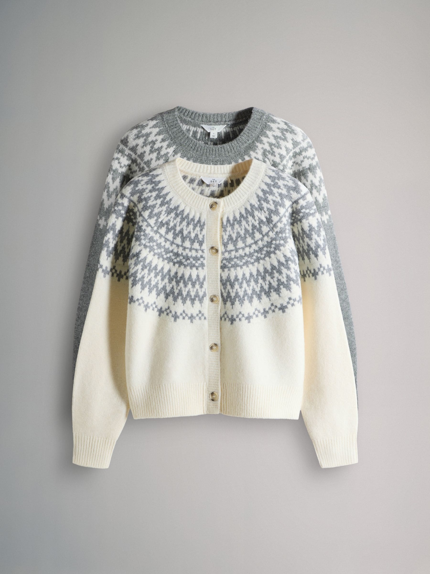 The Set 2 Pack Fairisle Pattern Knitted Jumper and Cardigan Set