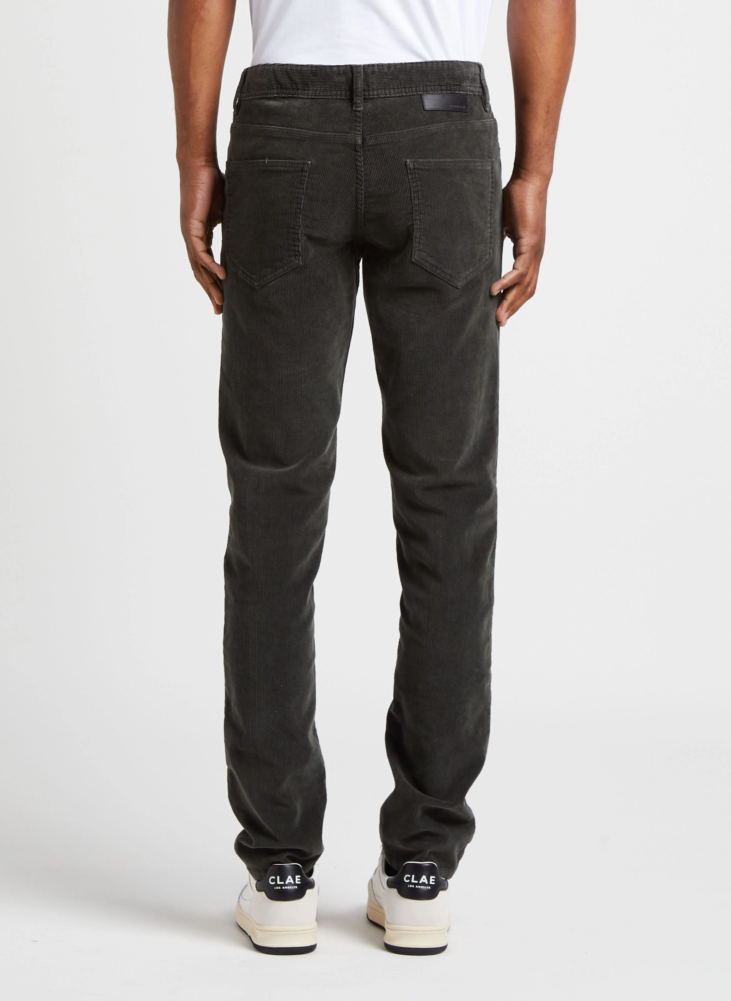 Pantalon slim velours en coton mélangé | Gris
