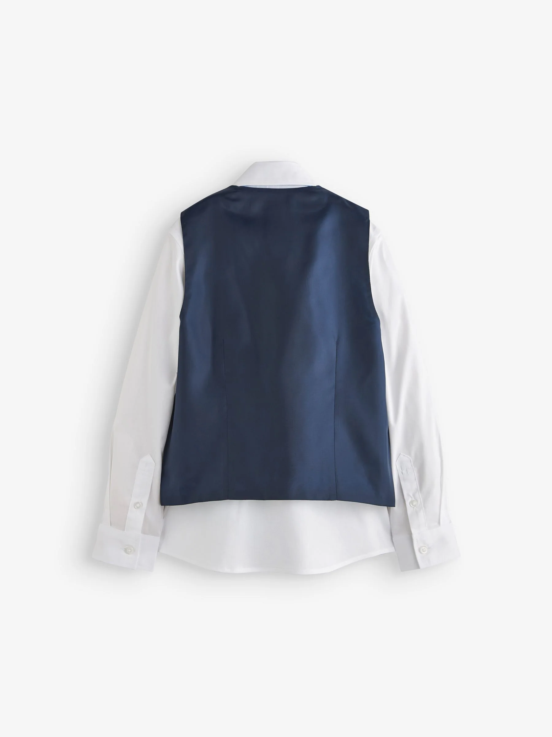 Set van blauw geruit herenvest, wit overhemd en stropdas - Herenvest (12 mnd-16 jr)