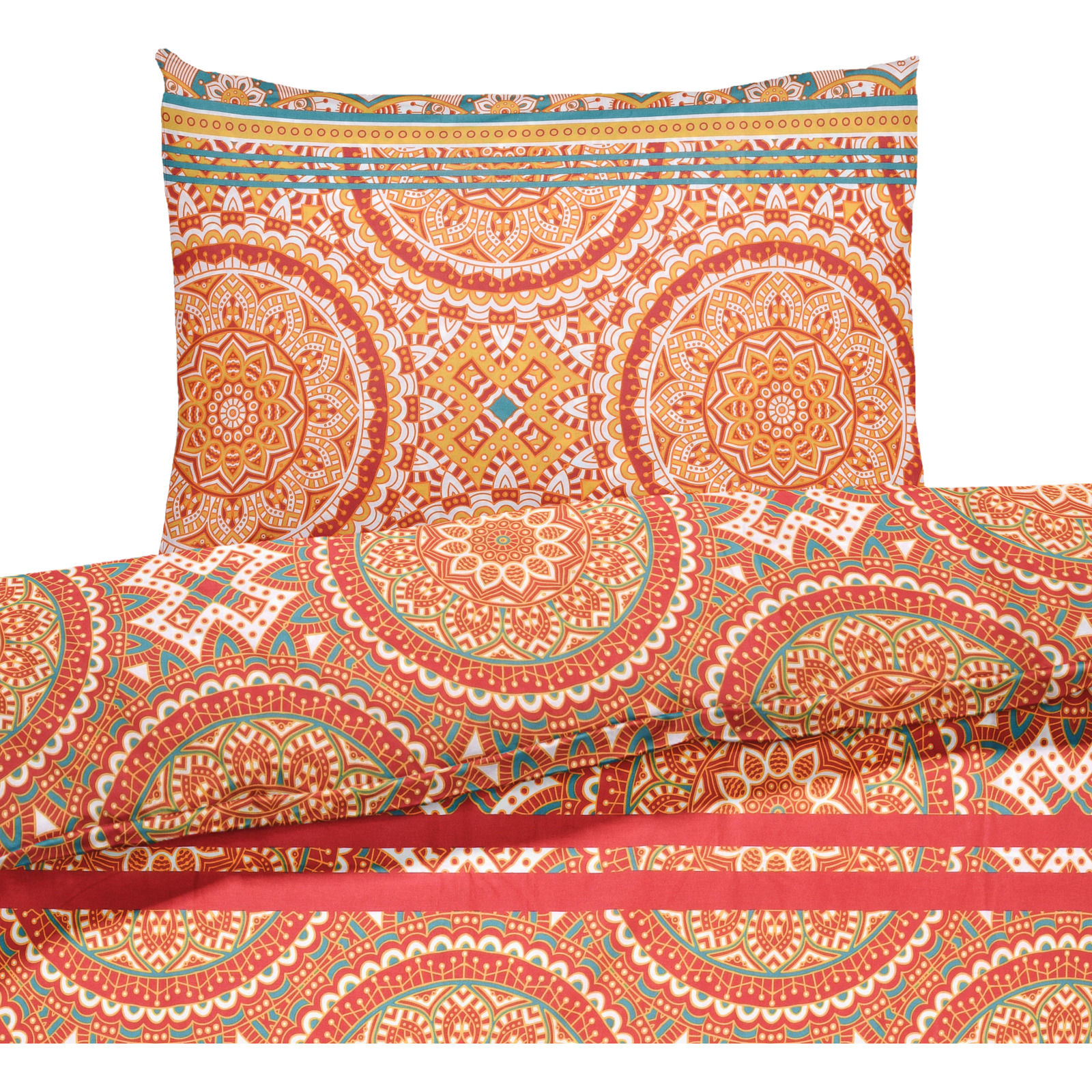 Bettwäsche mit buntem Muster 200x210 2x65x65 Bettanzug Fra