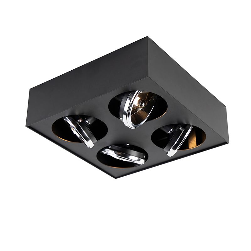 Design spot zwart vierkant 4-lichts - Kaya
