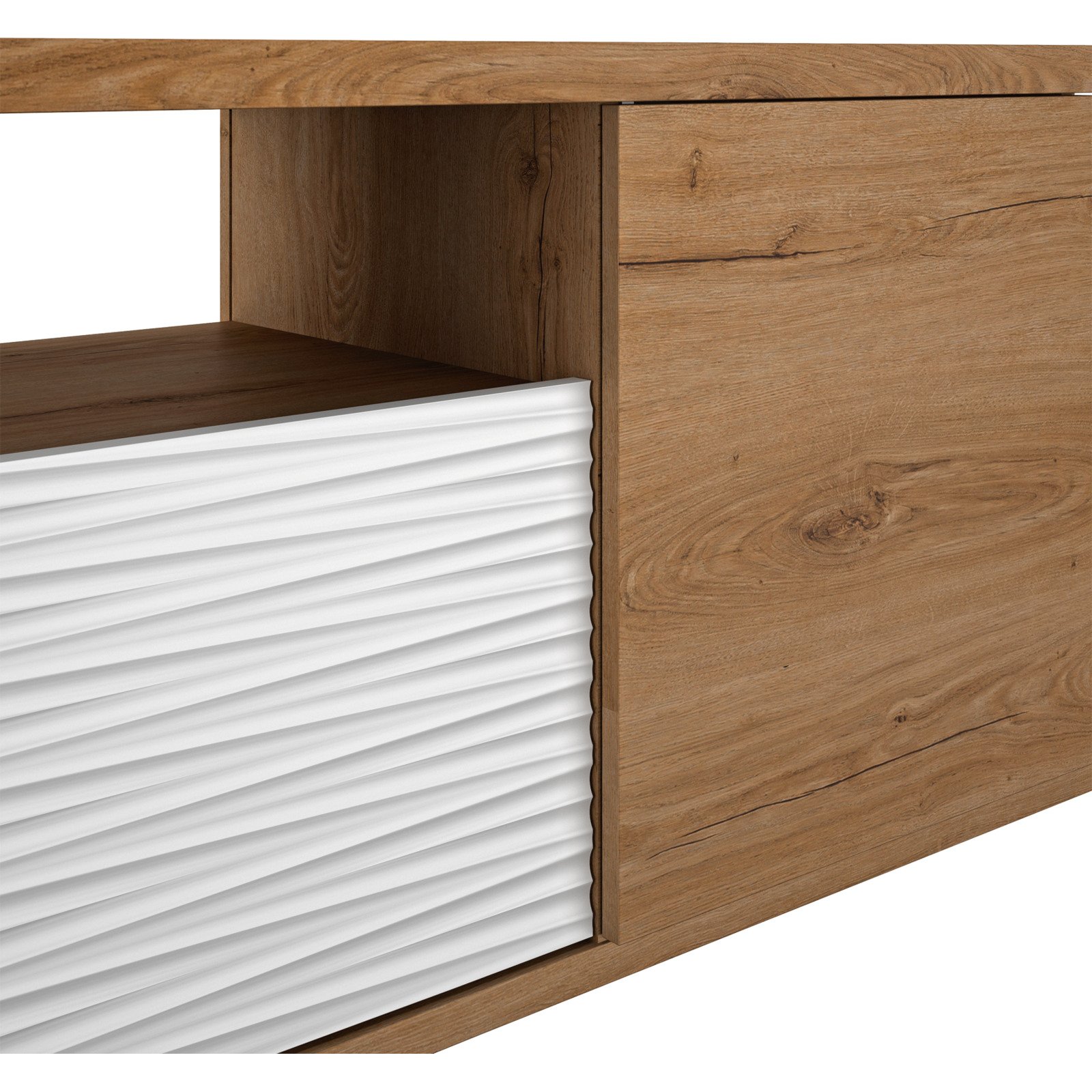 TV-Möbel Otello Dekor Eiche weiss 181.5 x 56.5 x 47 cm