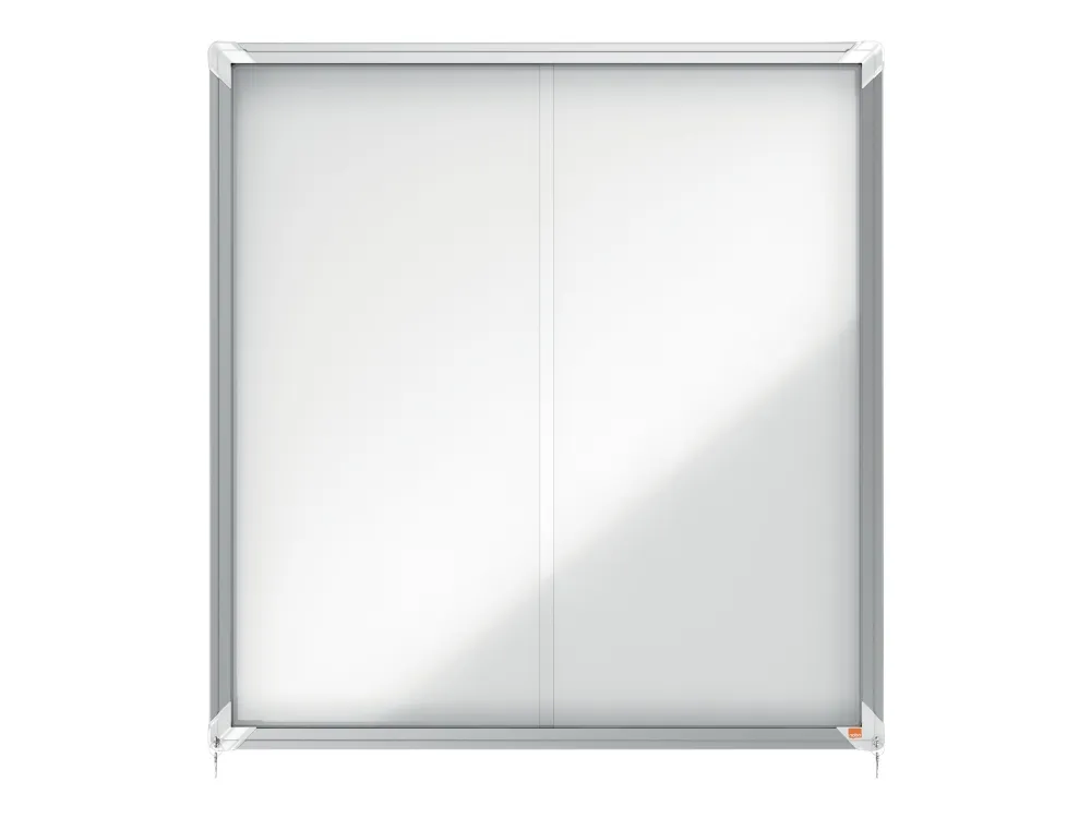 Nobo Premium Plus magnetisk låsbart opslagsskab med skydelåge 12xA4 Hvid