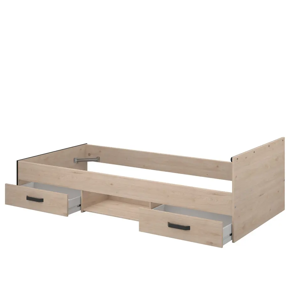 Bed Natan incl. lades - eiken/zwart - 90x200 cm